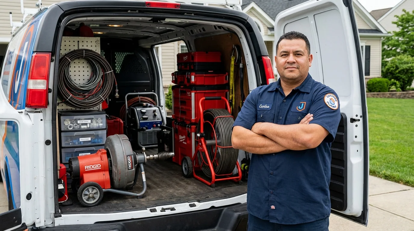 Professional drain cleaning equipment and Johns Plumbing LLC plumber in Nicollet