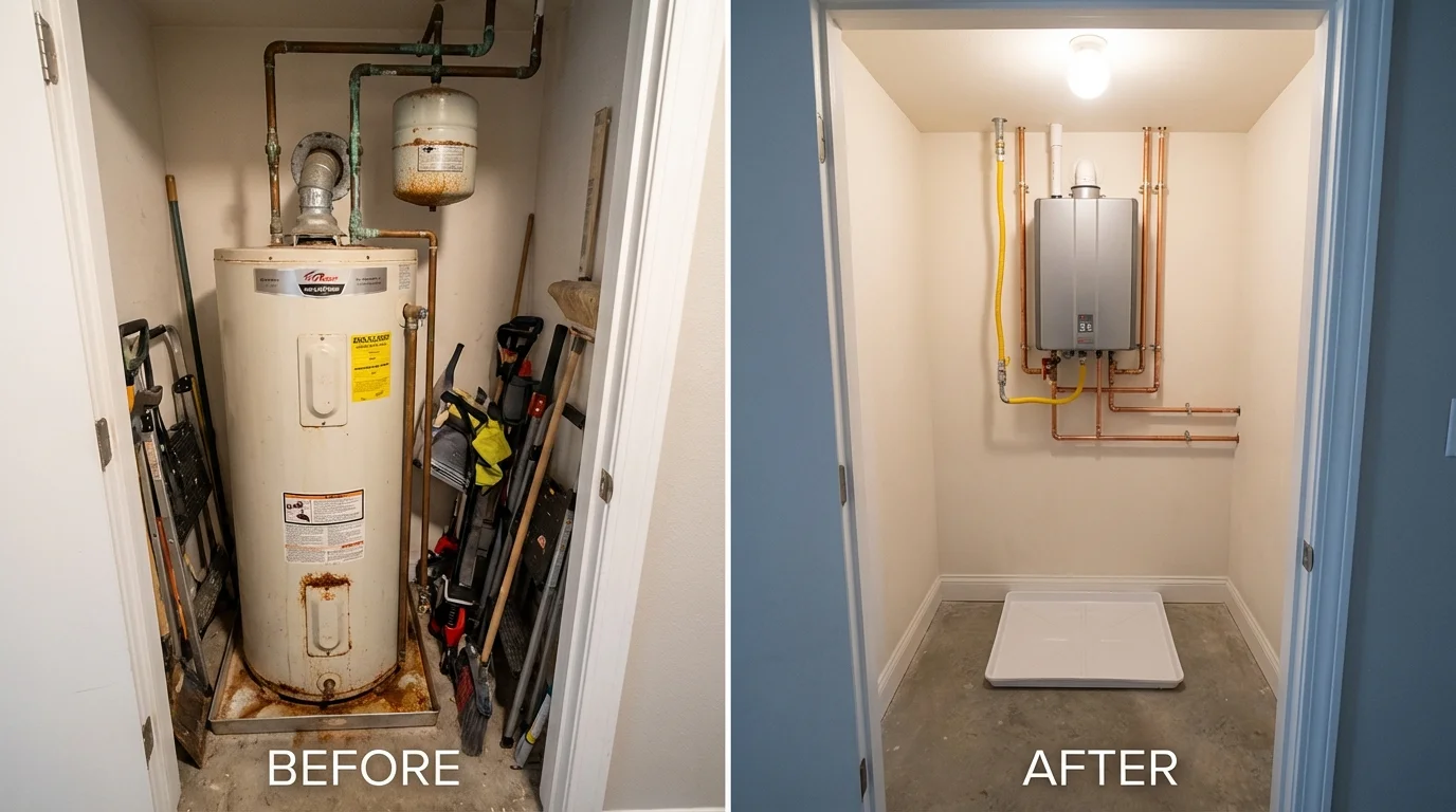 Tank water heater versus wall-mounted tankless unit comparison for Nicollet, MN homeowners