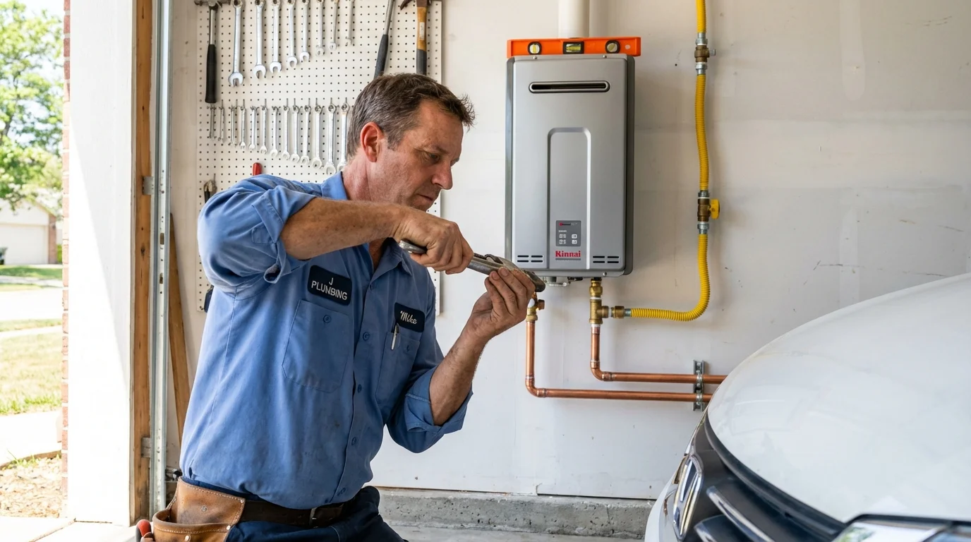 Tankless water heater installation by a Johns Plumbing LLC plumber in Nicollet